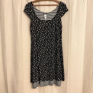 Reversible! Casual stretchy DRESS dots/stripes L